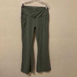 Blogilates Flare Legging XL Crisscross Waist Pockets Green Yoga Pants